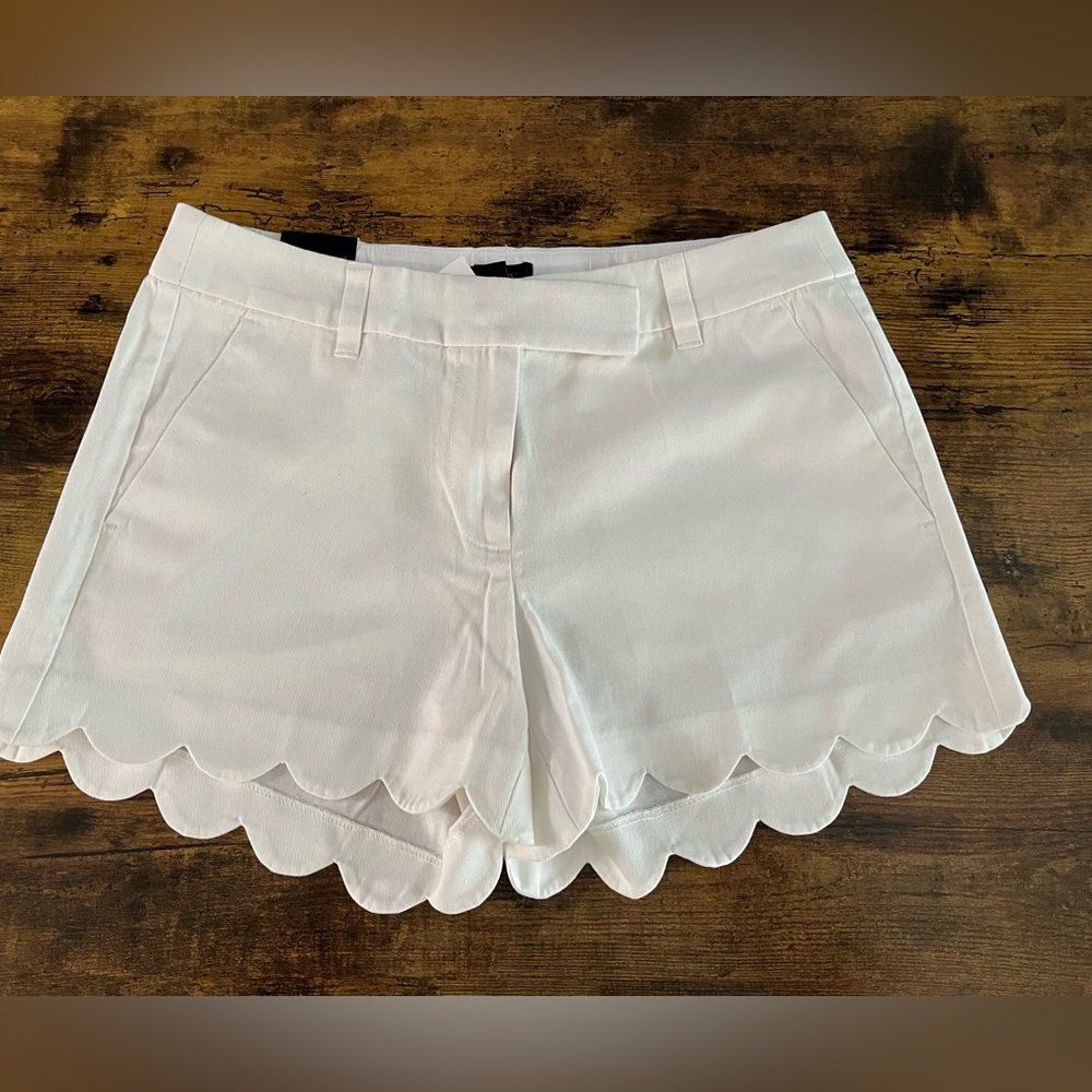 Jcrew factory scalloped white classic chino shirt 5”